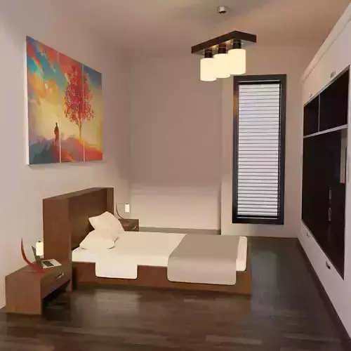 Modern Bedroom - Hotel Room Low-poly 3D model