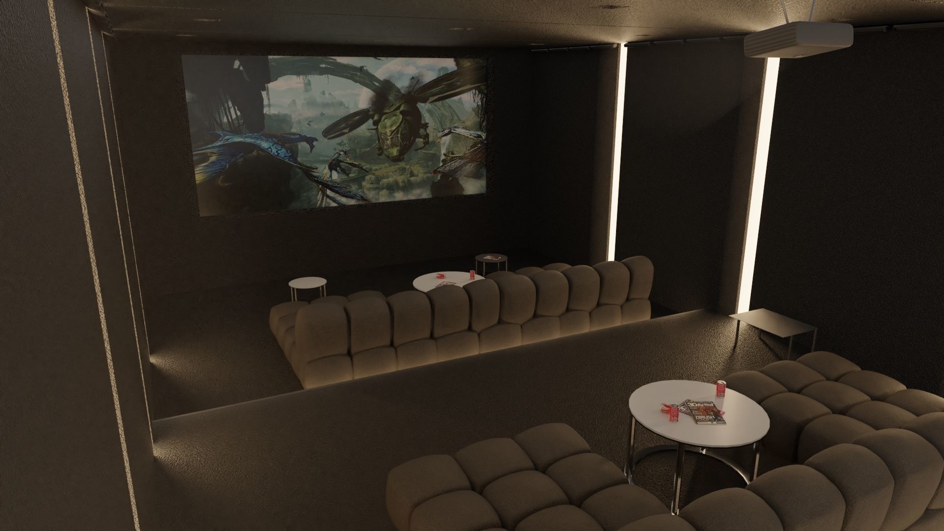 Home Cinema Room Low-poly 3D model_1