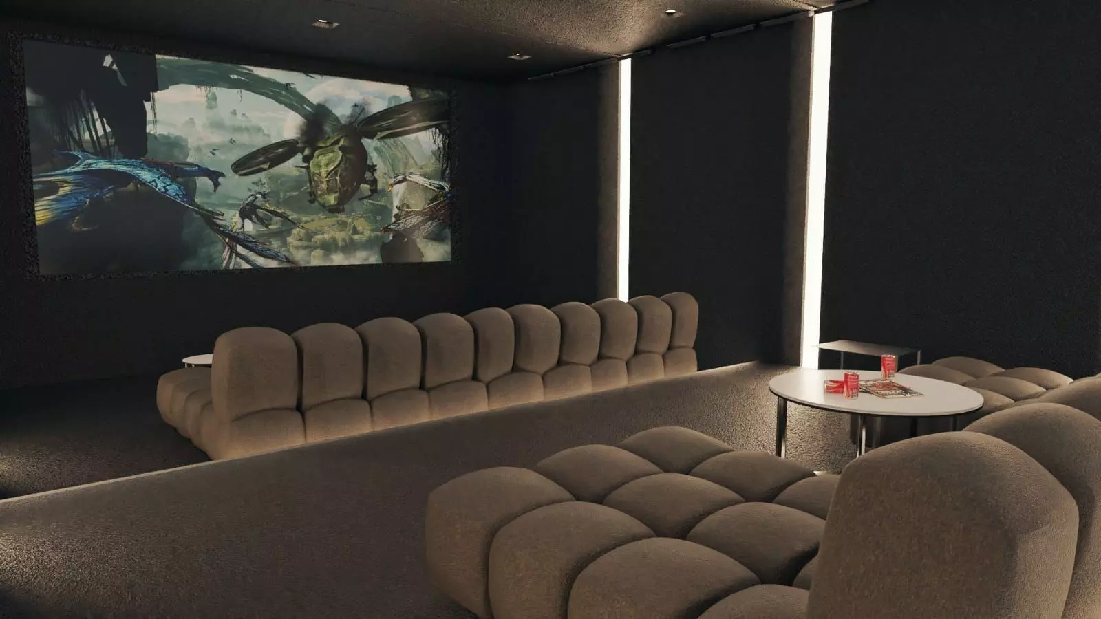 Home Cinema Room Low-poly 3D model_0