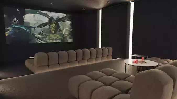 Home Cinema Room Low-poly 3D model