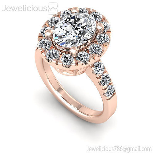 Jewelicious-2303-Ring oval diamond halo engagement ring in rose gold