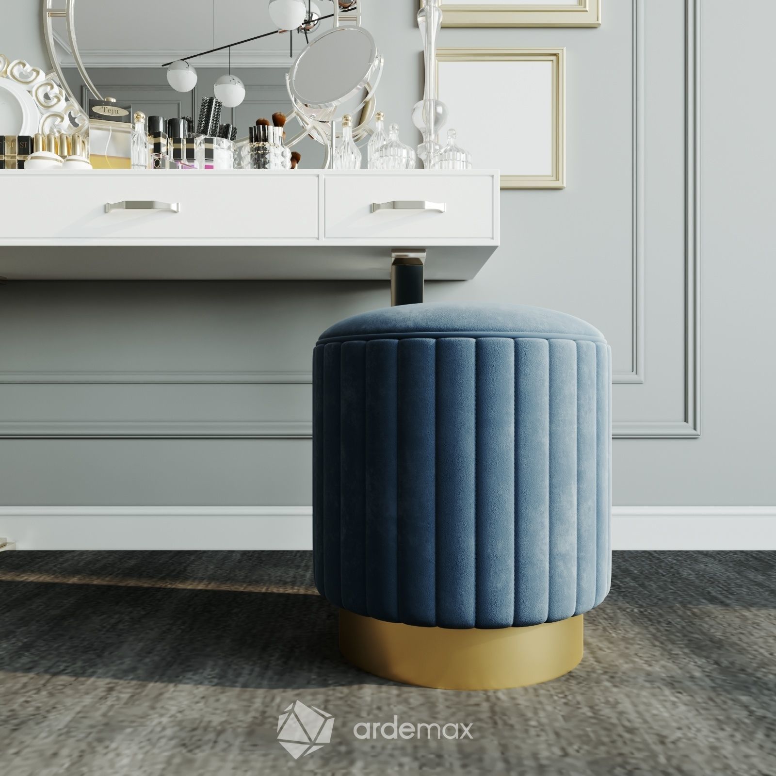 Pouf in three colors 3D model_1