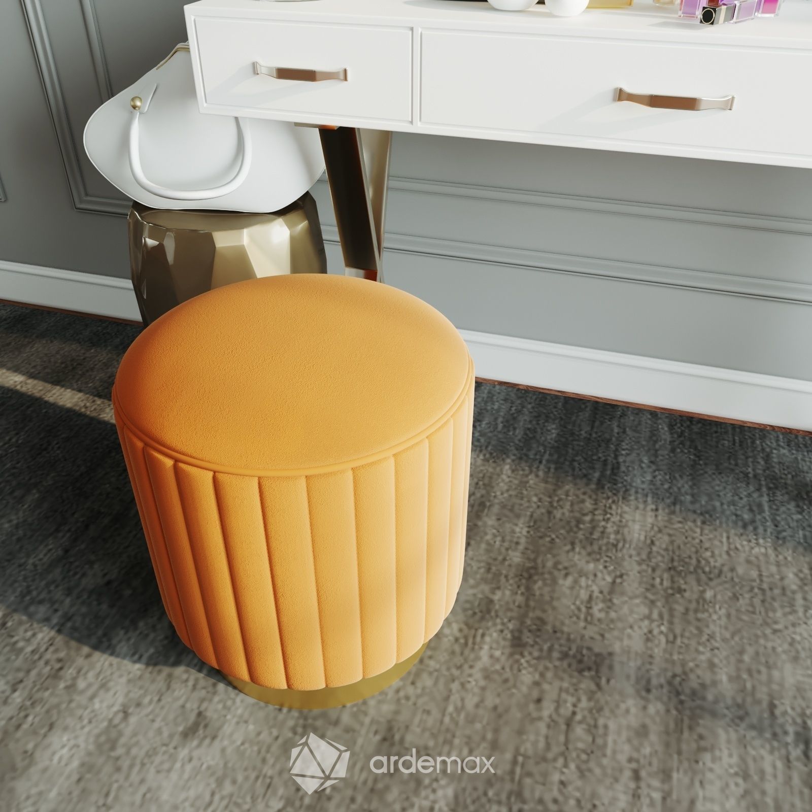Pouf in three colors 3D model_2