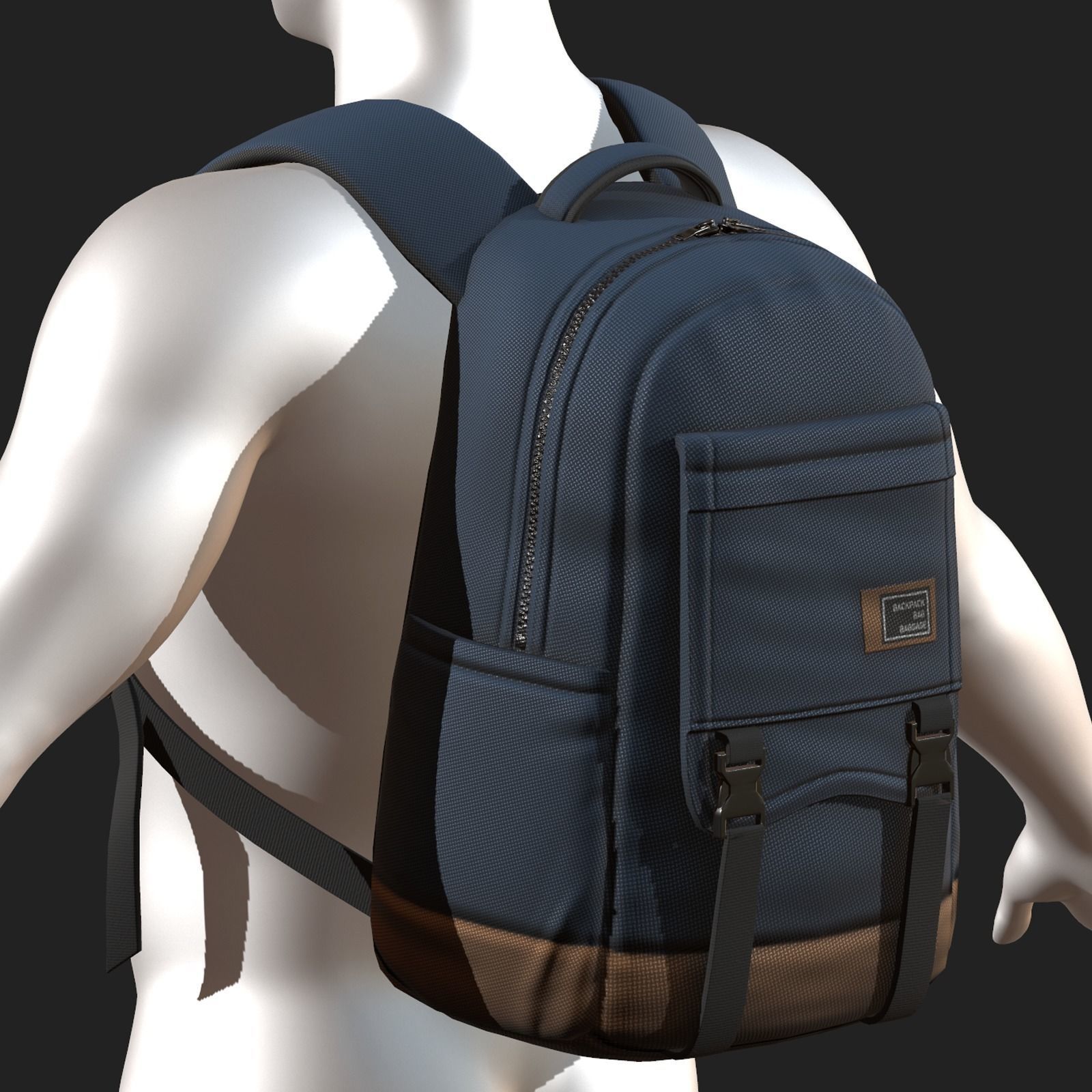 Backpack bag baggage Color  Low-poly 3D model_1