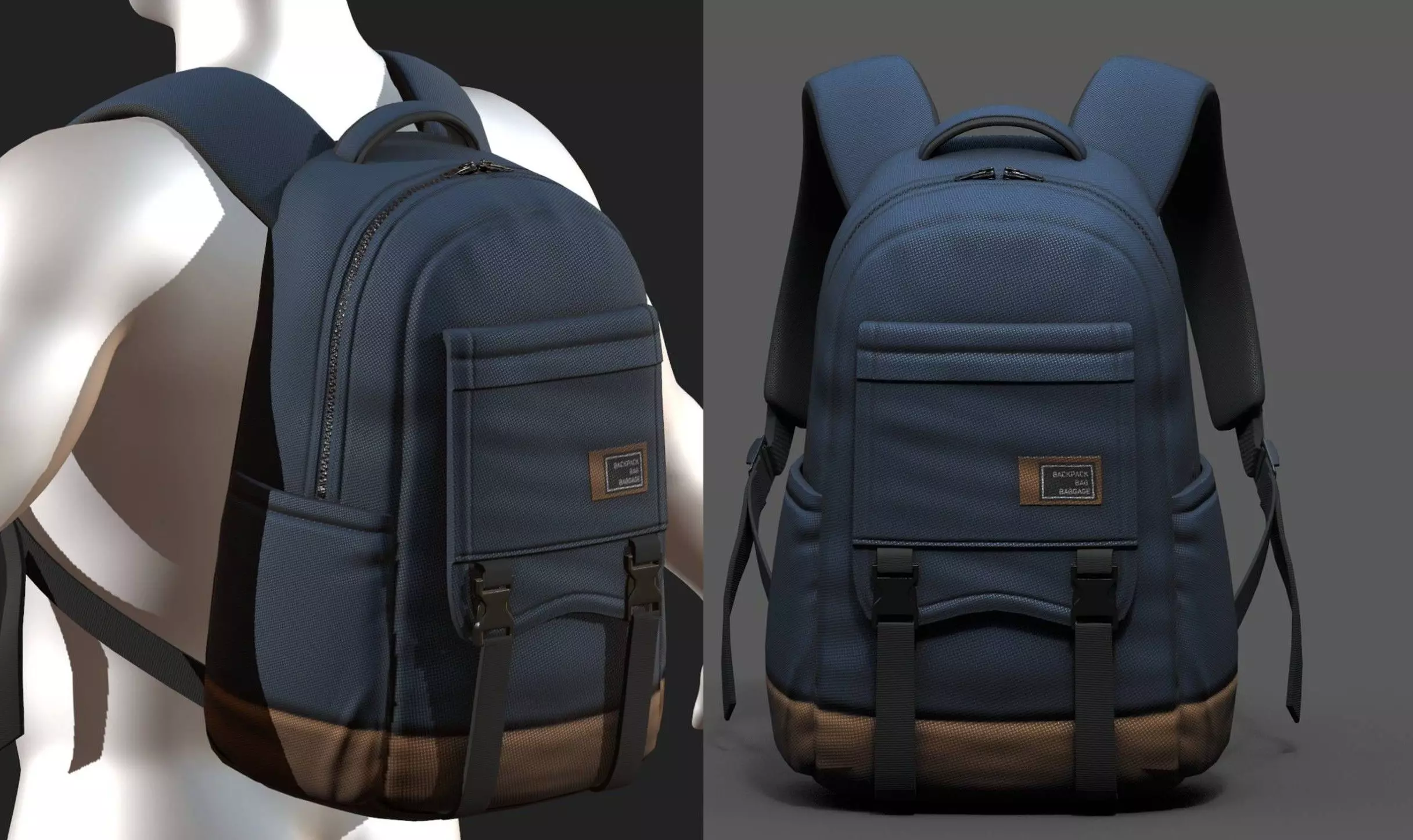 Backpack bag baggage Color  Low-poly 3D model_0