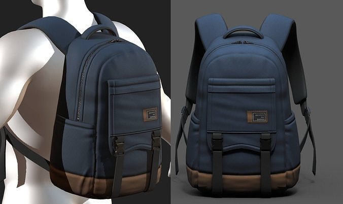 Backpack bag baggage Color  Low-poly 3D model