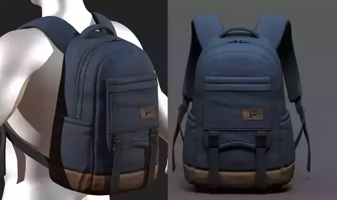 Backpack bag baggage Color  Low-poly 3D model