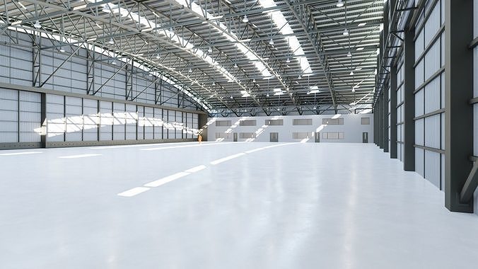 Airplane Hangar Interior 8 Low-poly 3D model