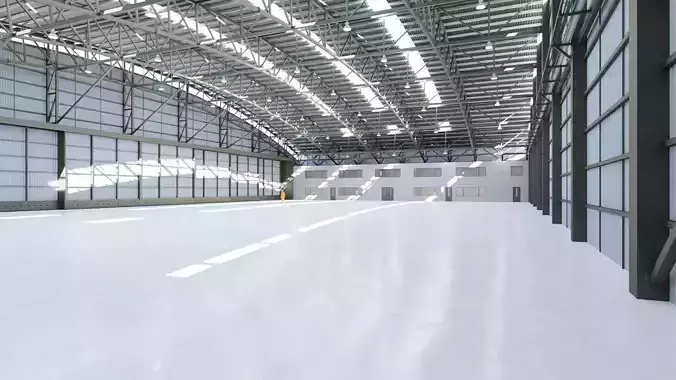 Airplane Hangar Interior 8 Low-poly 3D model