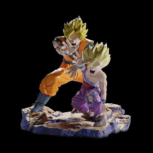 Goku and Gohan Kamehameha 3D print model