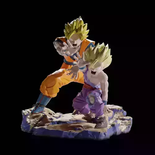 Goku and Gohan Kamehameha 3D print model