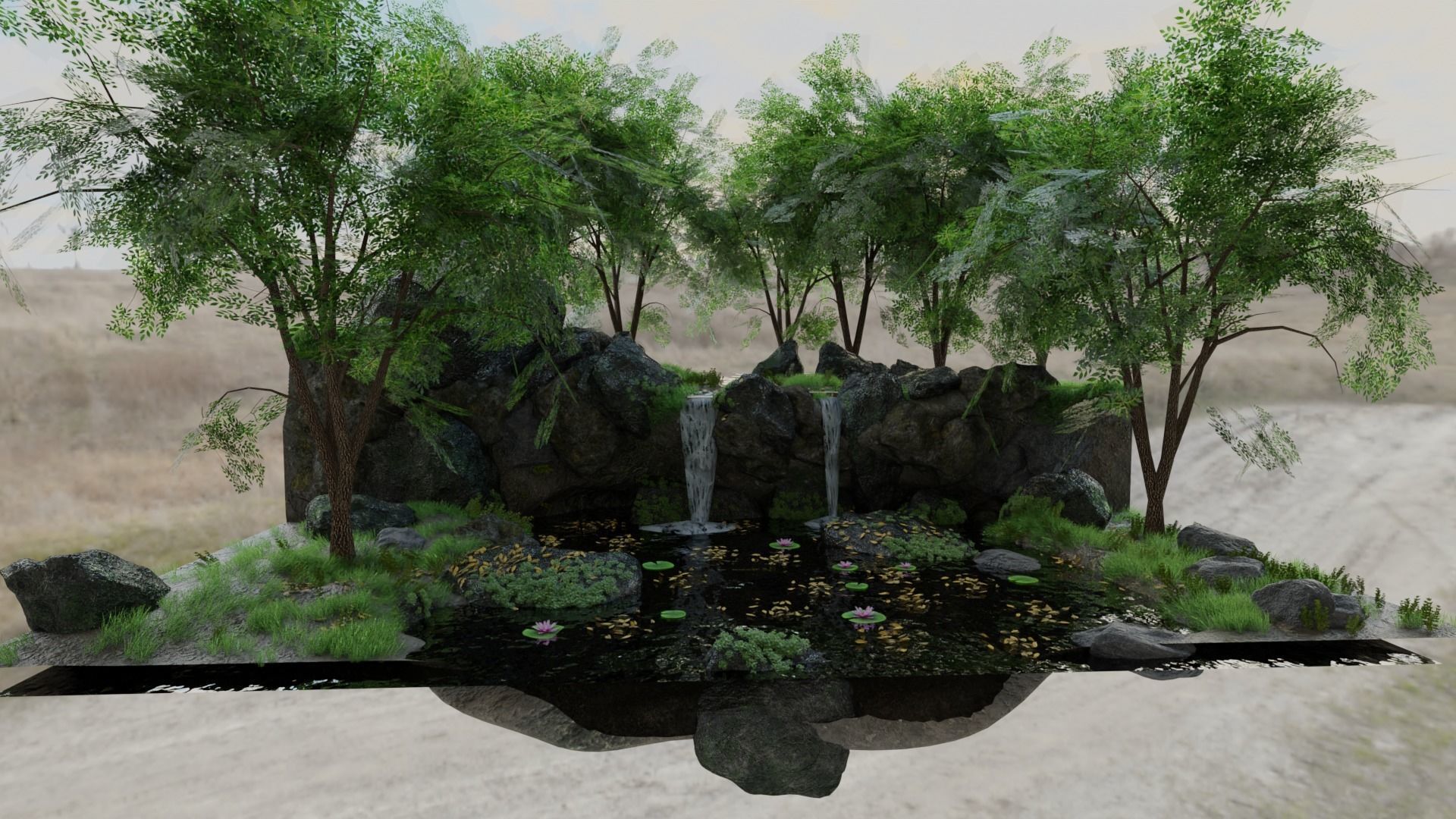 Waterfall Scene 3D model_5