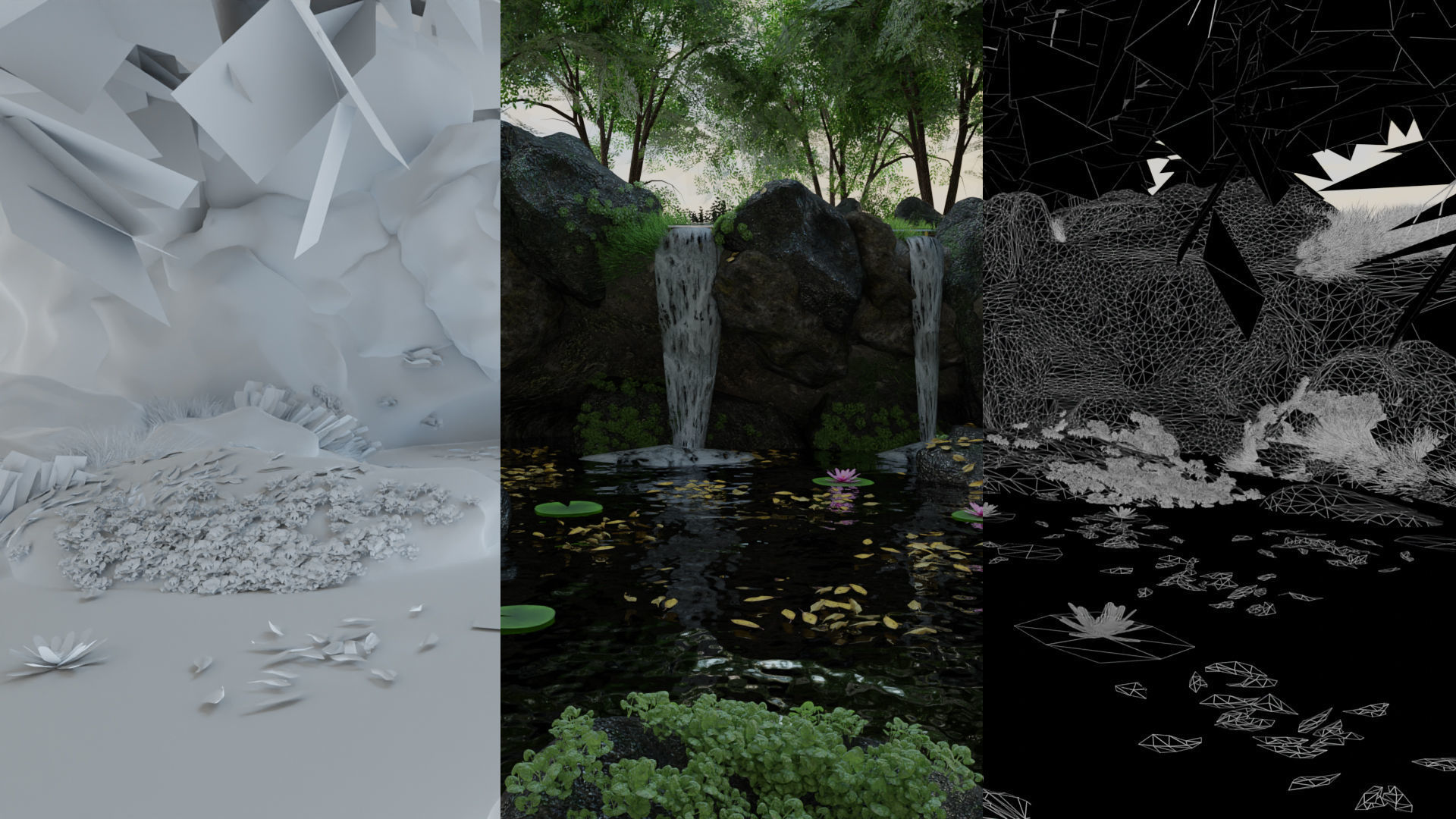 Waterfall Scene 3D model_6