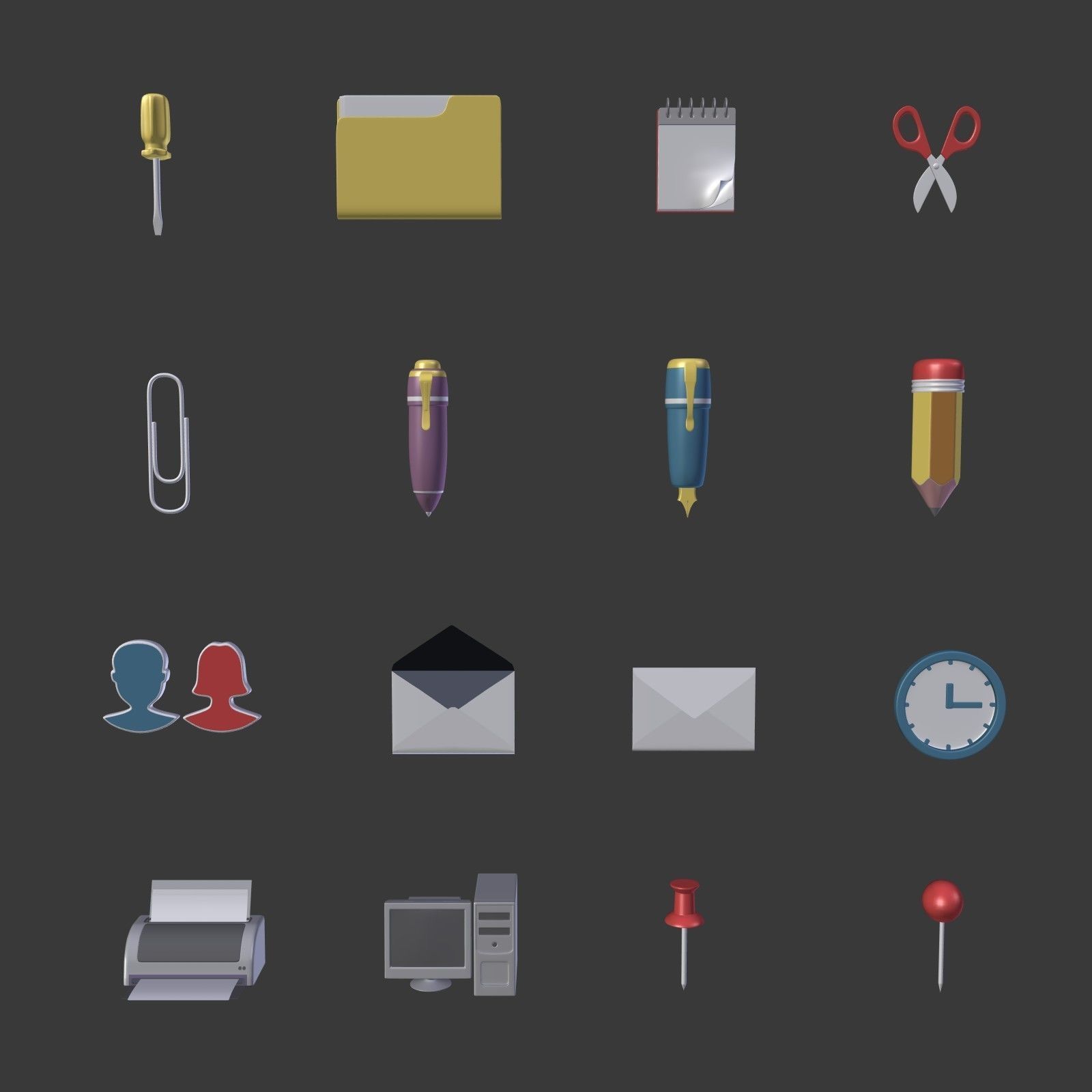 Office Cartoon Collection Low-poly 3D model_1