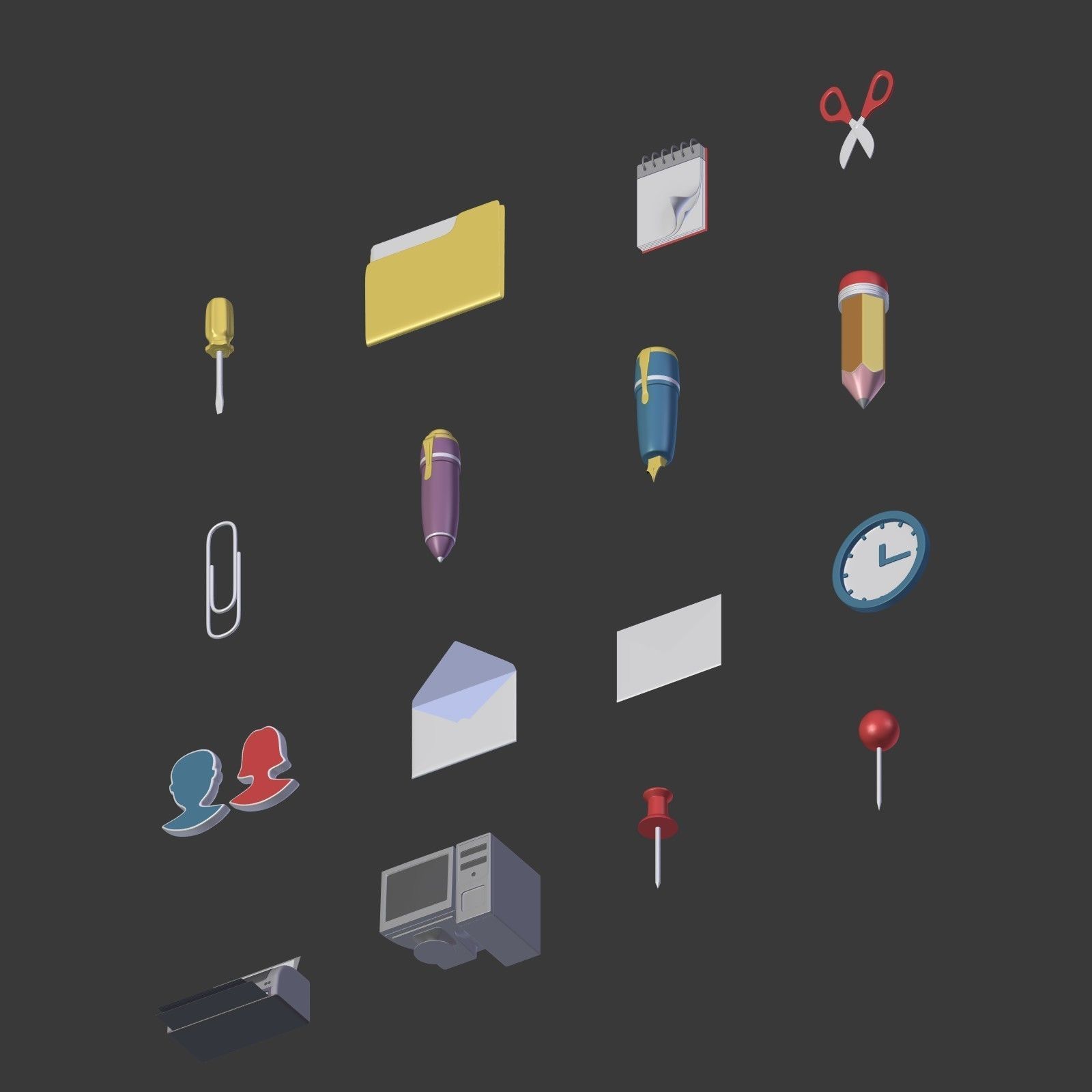 Office Cartoon Collection Low-poly 3D model_6