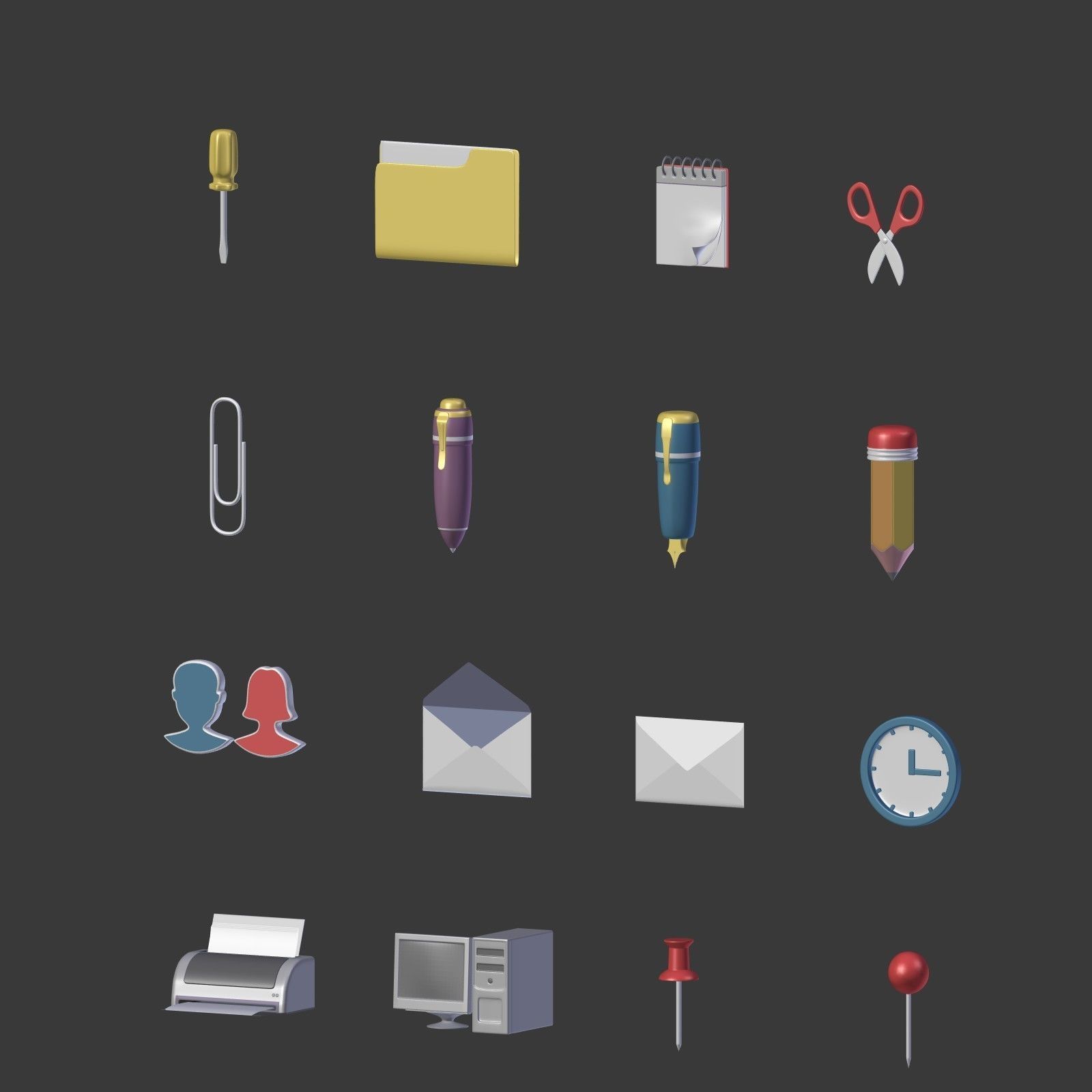 Office Cartoon Collection Low-poly 3D model_2