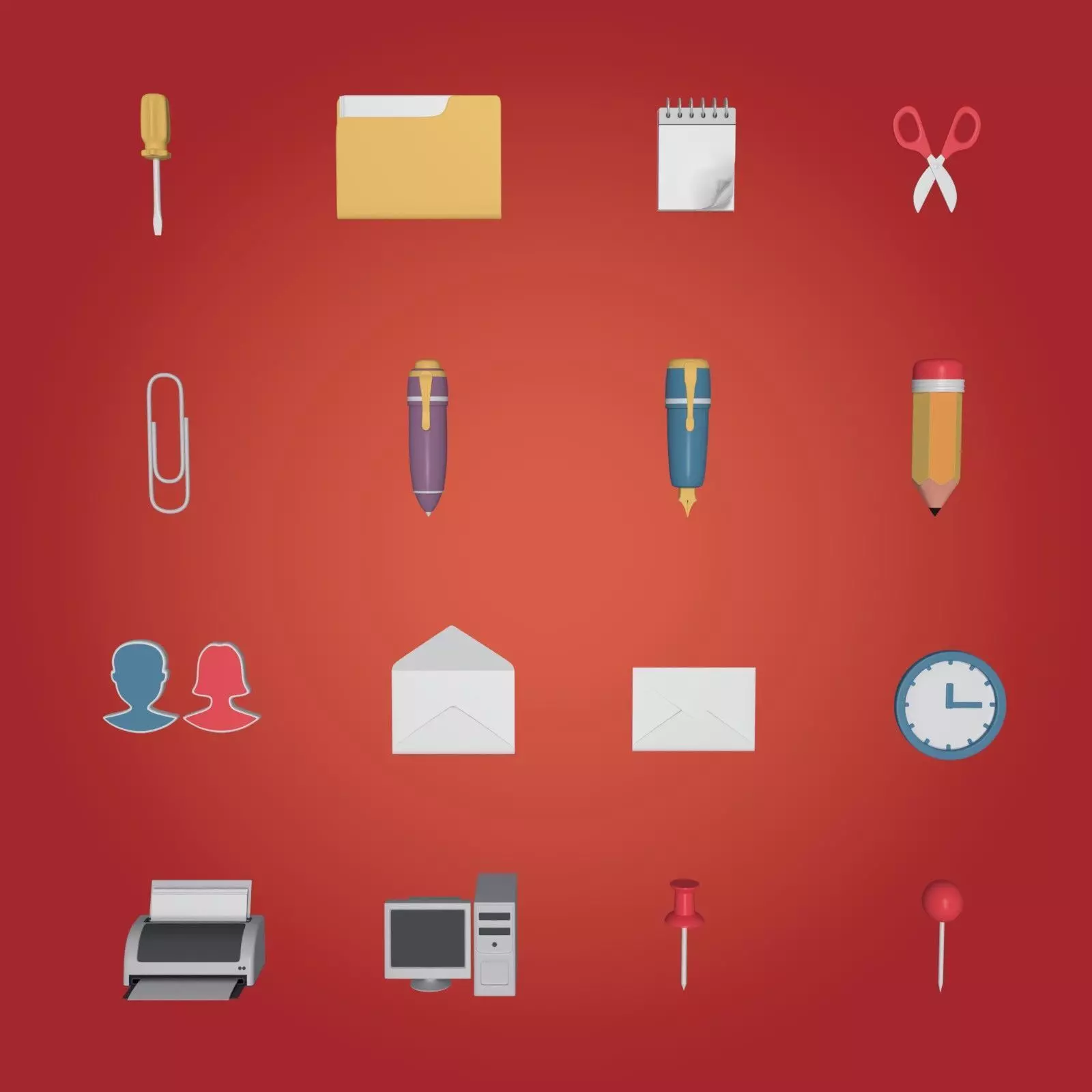 Office Cartoon Collection Low-poly 3D model_0