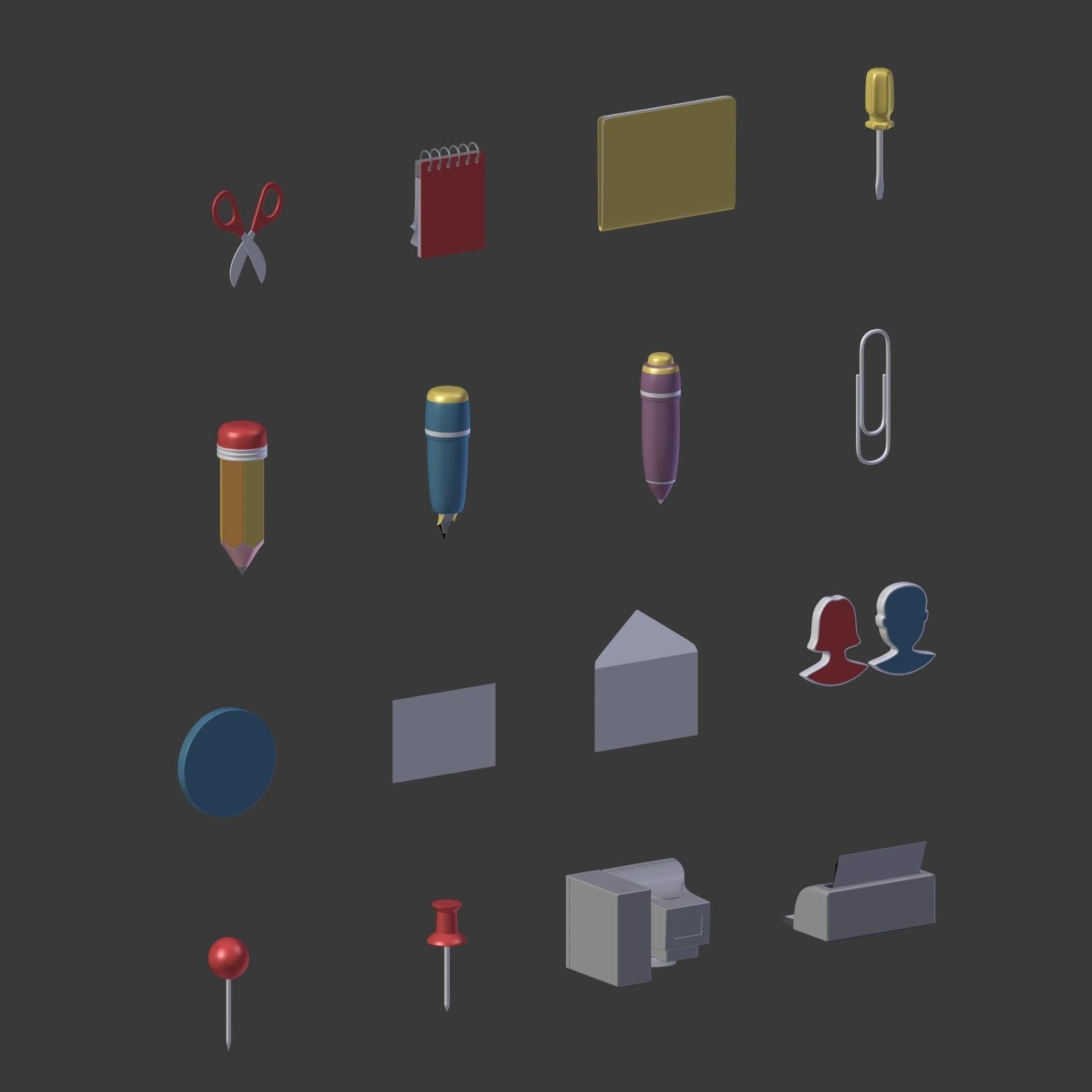 Office Cartoon Collection Low-poly 3D model_5