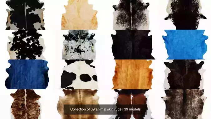 Collection of 39 animal skin rugs 