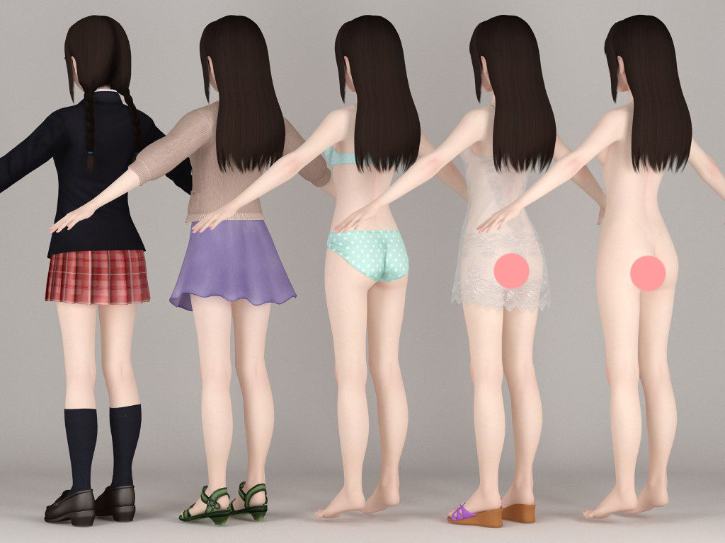 T pose nonrigged model of Aoi with various outfit  3D model_5