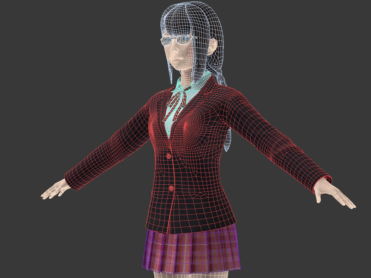 T pose nonrigged model of Aoi with various outfit  3D model_7