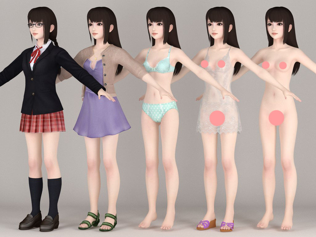 T pose nonrigged model of Aoi with various outfit  3D model_3