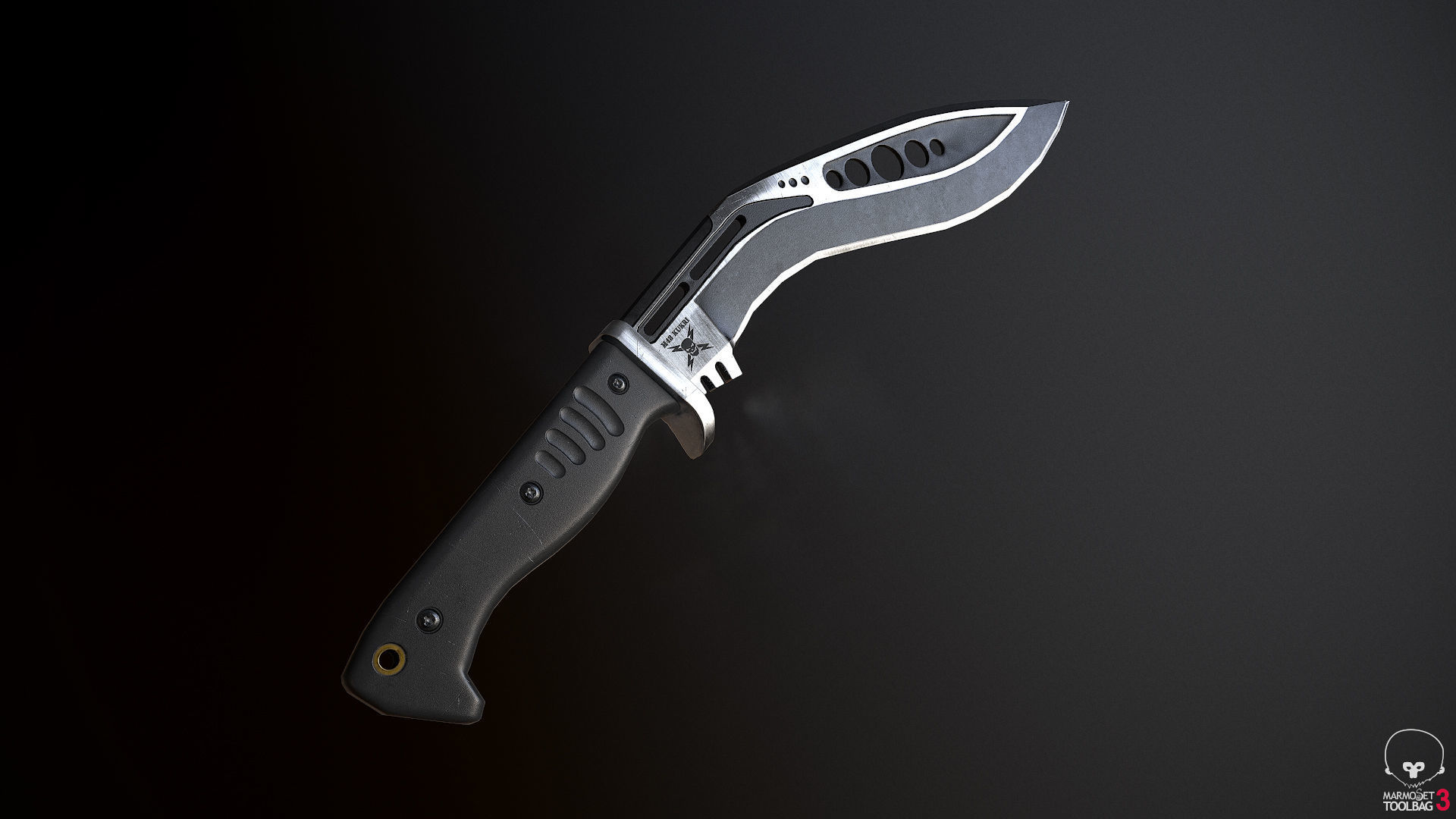 M48 Kukri Knife Low-poly 3D model_2
