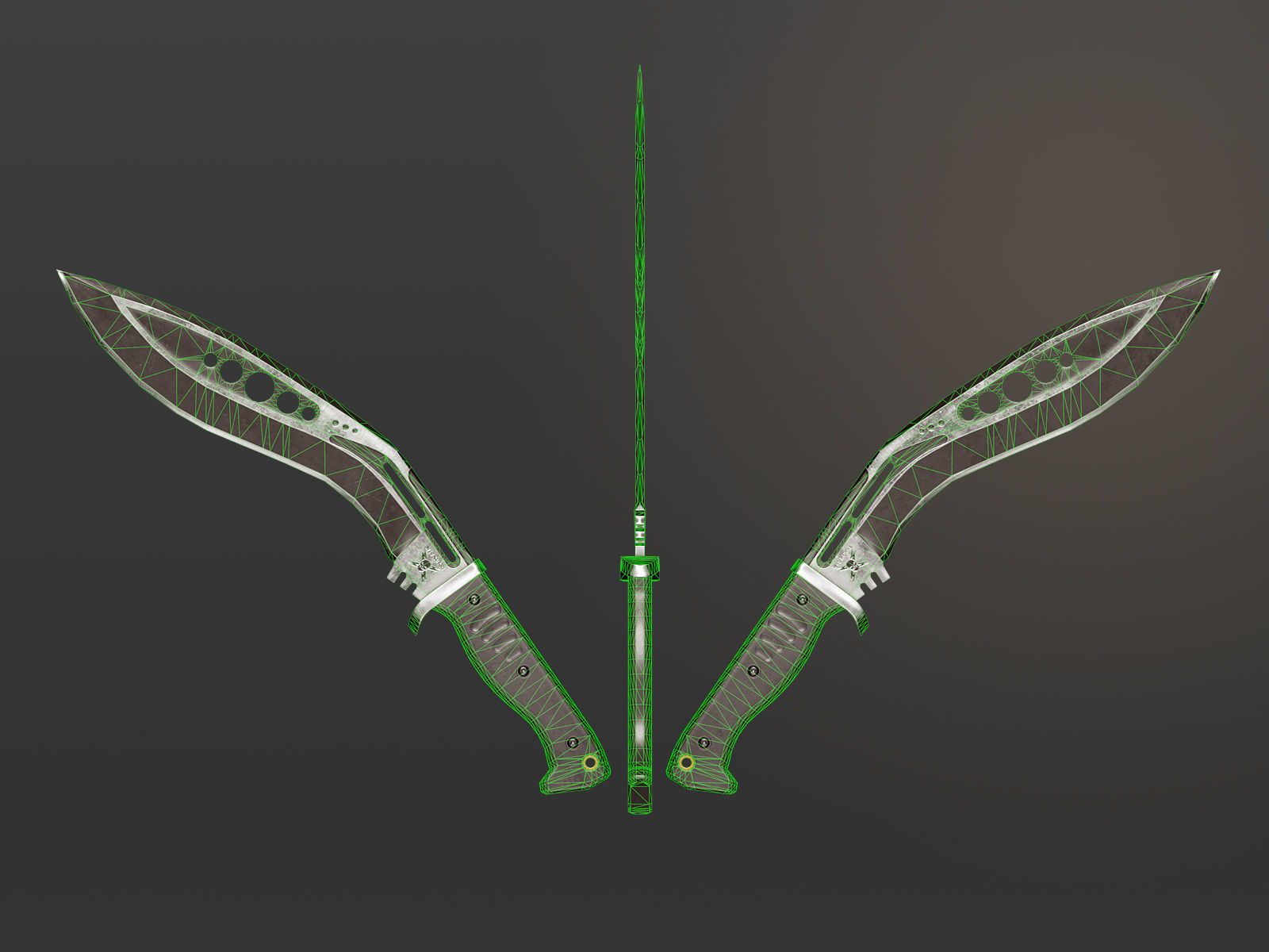 M48 Kukri Knife Low-poly 3D model_11