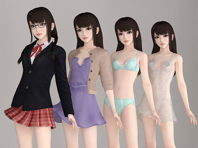 Aoi various outfit pose 01 3D model