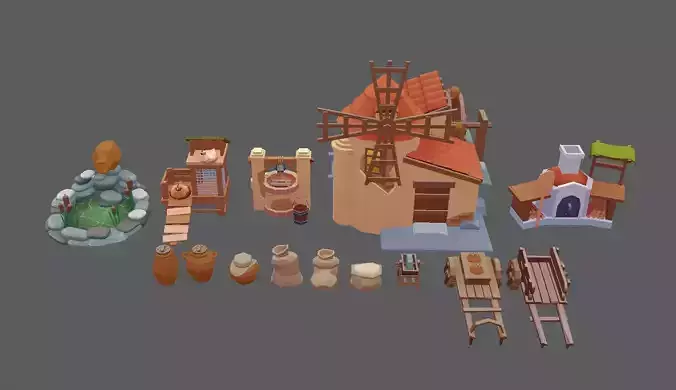 Stylized Windmill Yard Pack