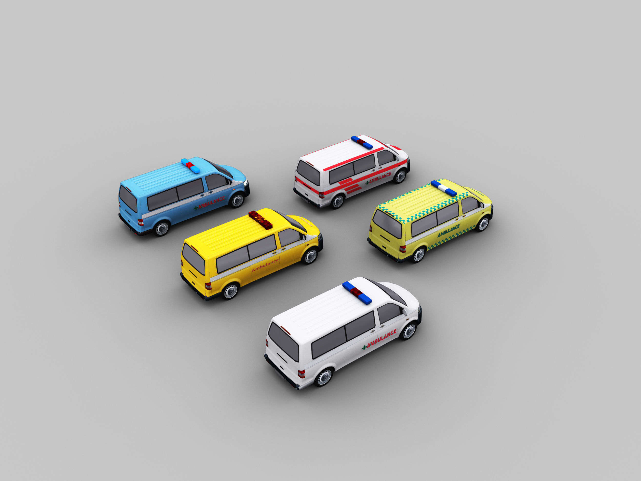 Ambulance Lowpoly volkswagen Low-poly 3D model_2