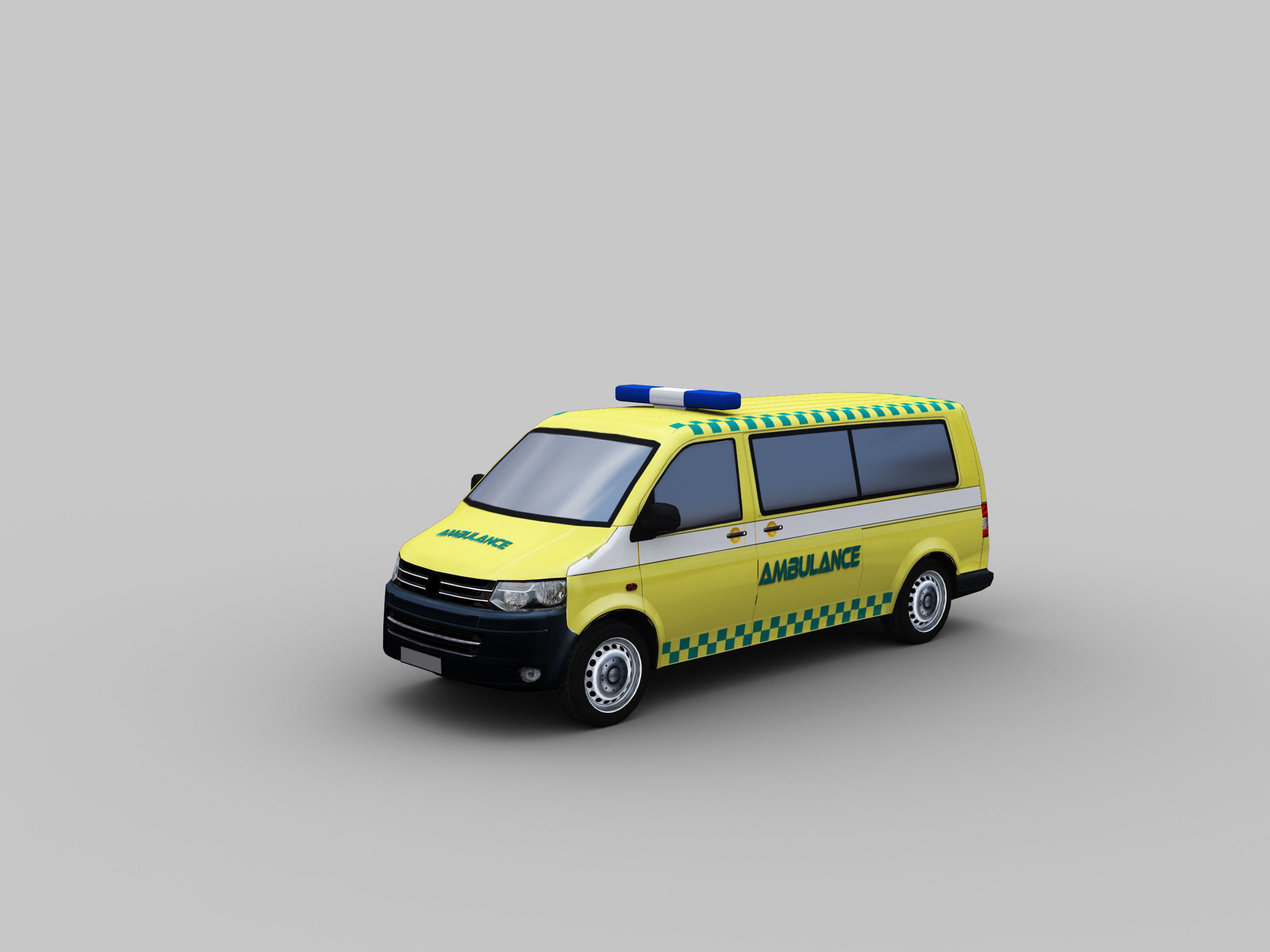 Ambulance Lowpoly volkswagen Low-poly 3D model_5
