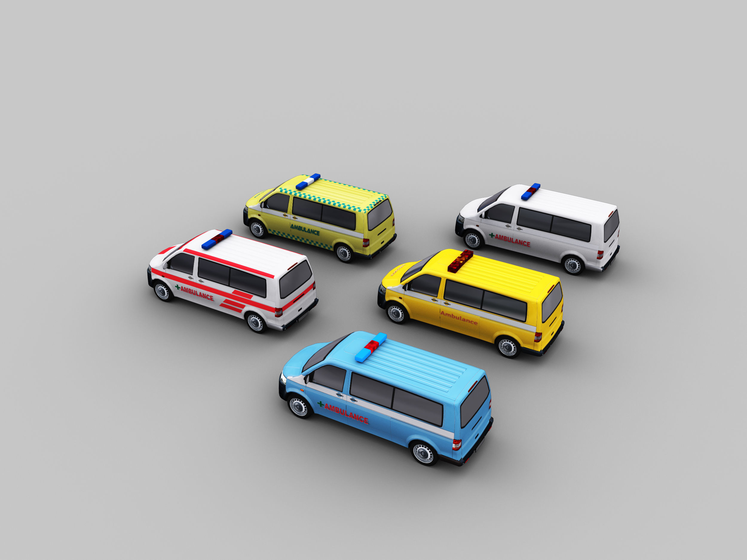 Ambulance Lowpoly volkswagen Low-poly 3D model_1