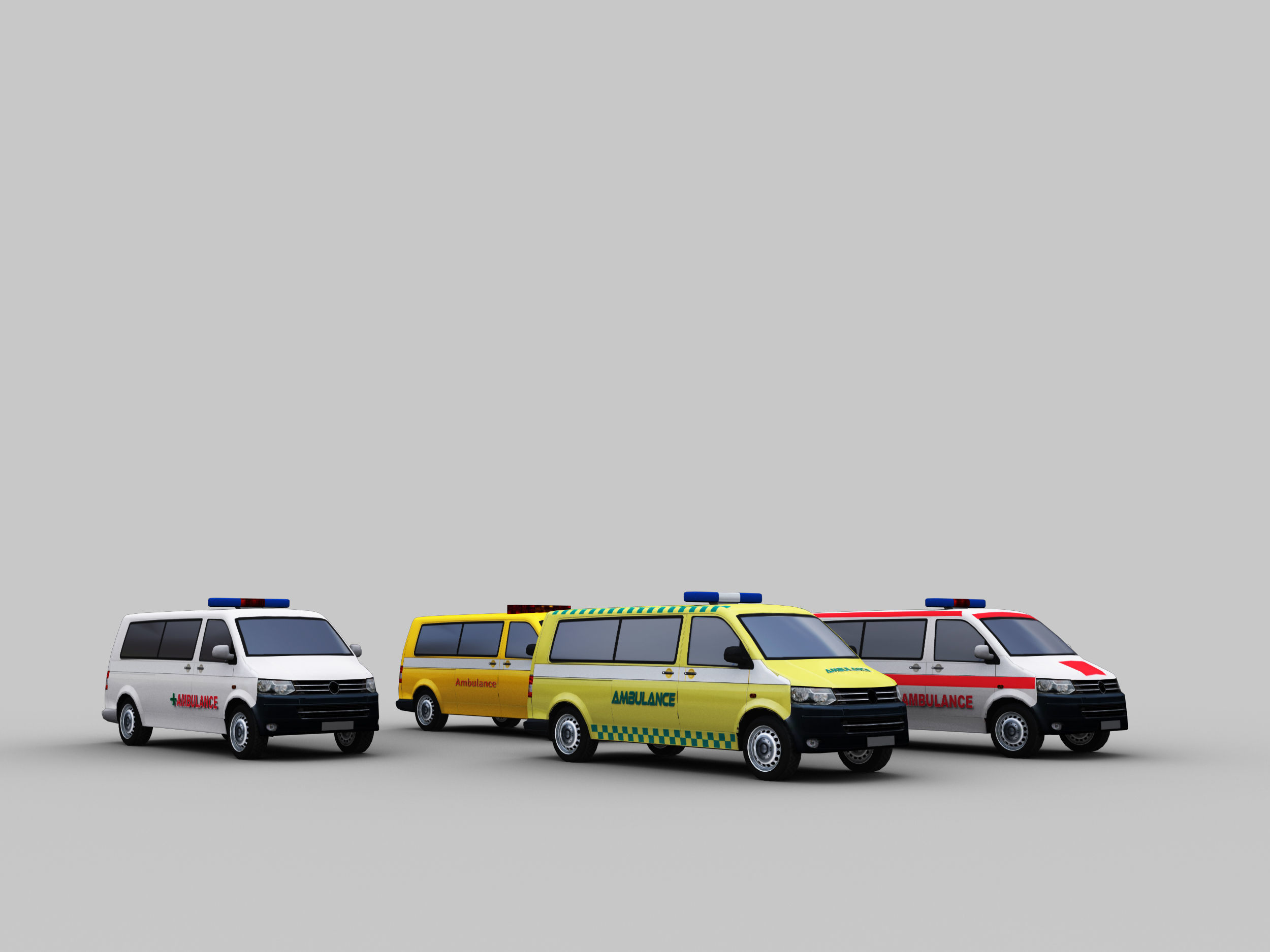 Ambulance Lowpoly volkswagen Low-poly 3D model_3