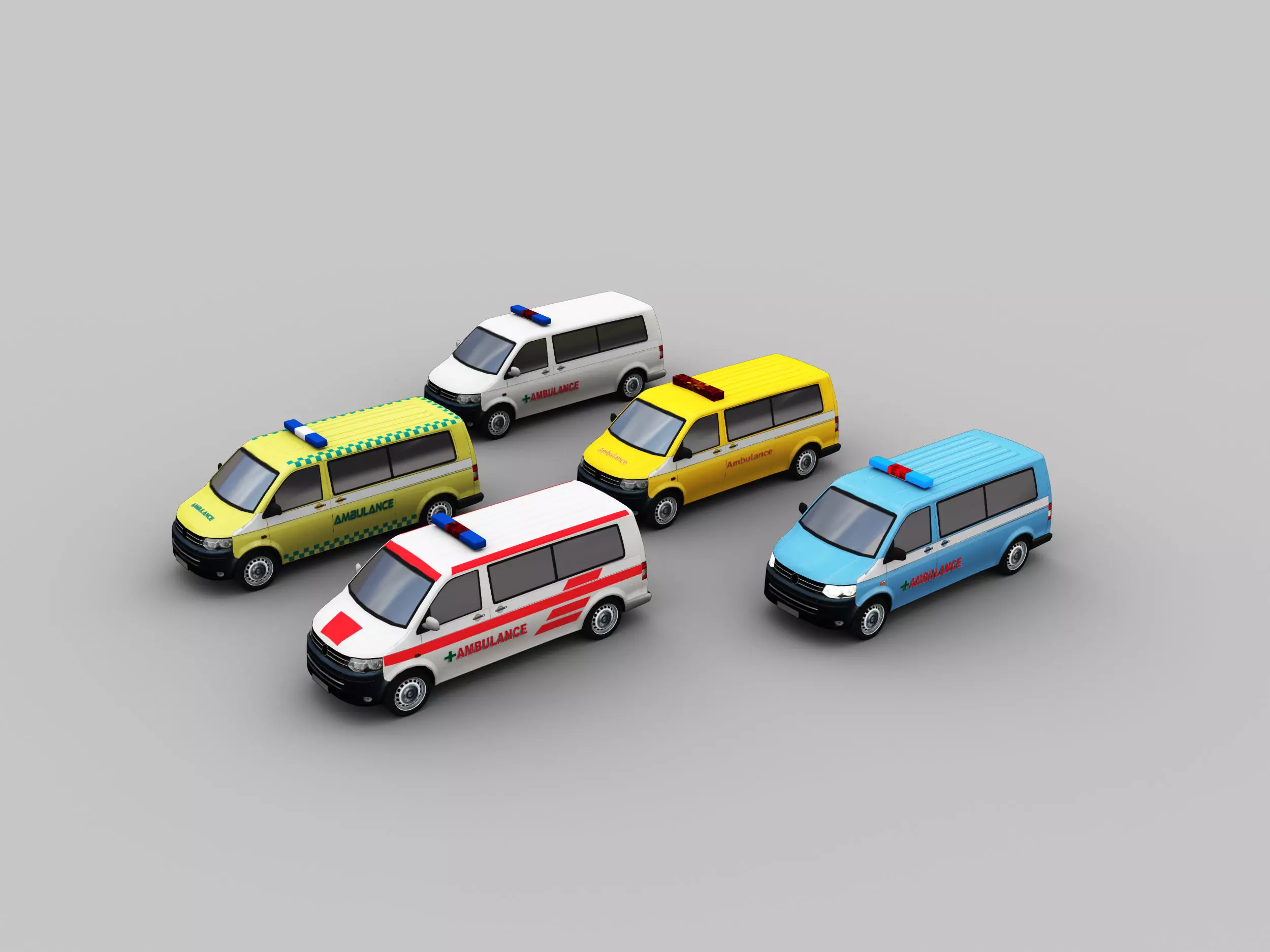 Ambulance Lowpoly volkswagen Low-poly 3D model_0