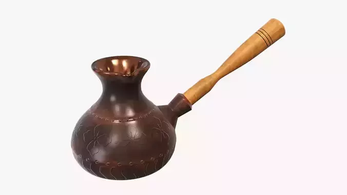 Coffee pot with handle from wood 3D model