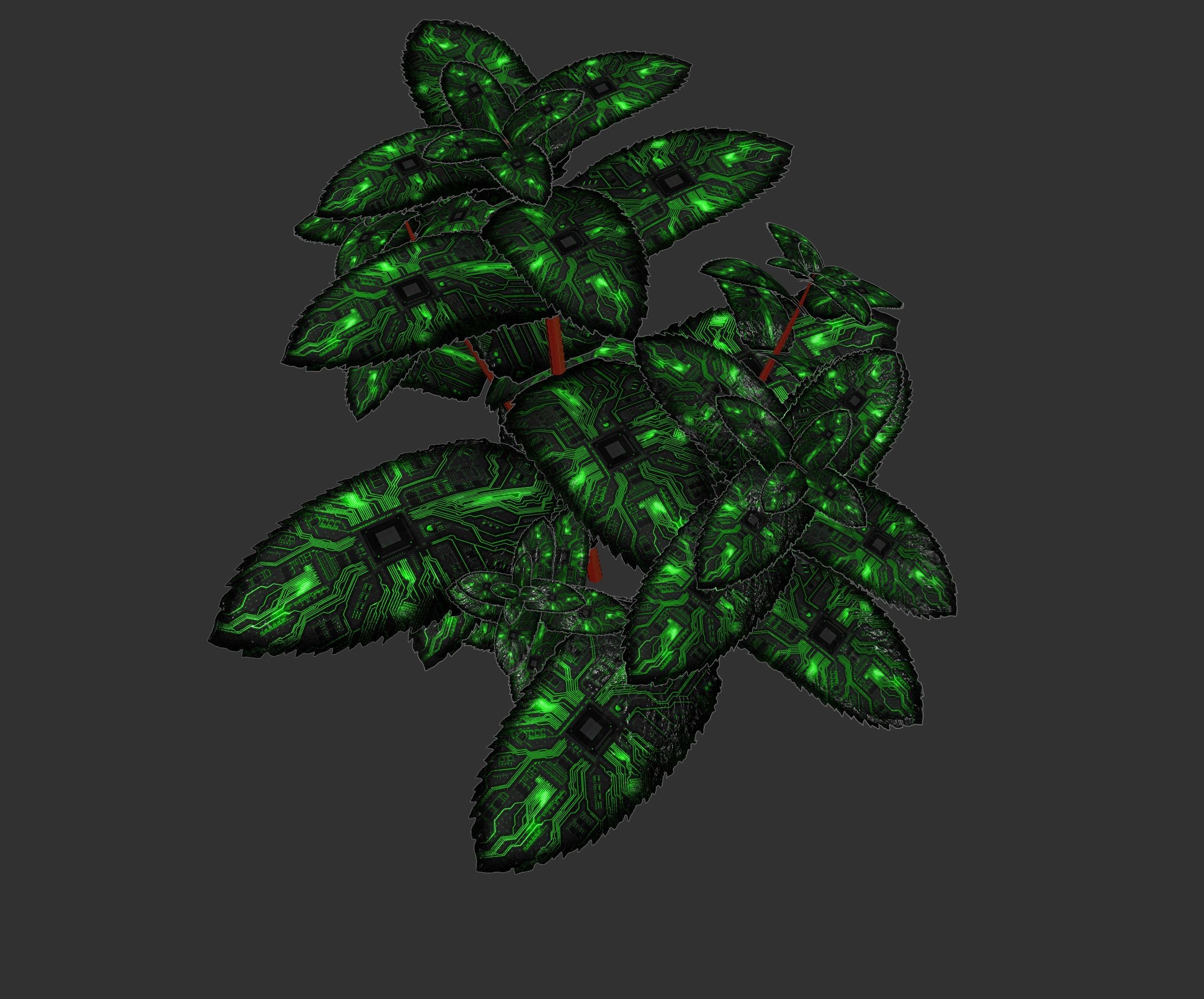 digital sci-fi plant Low-poly 3D model_10