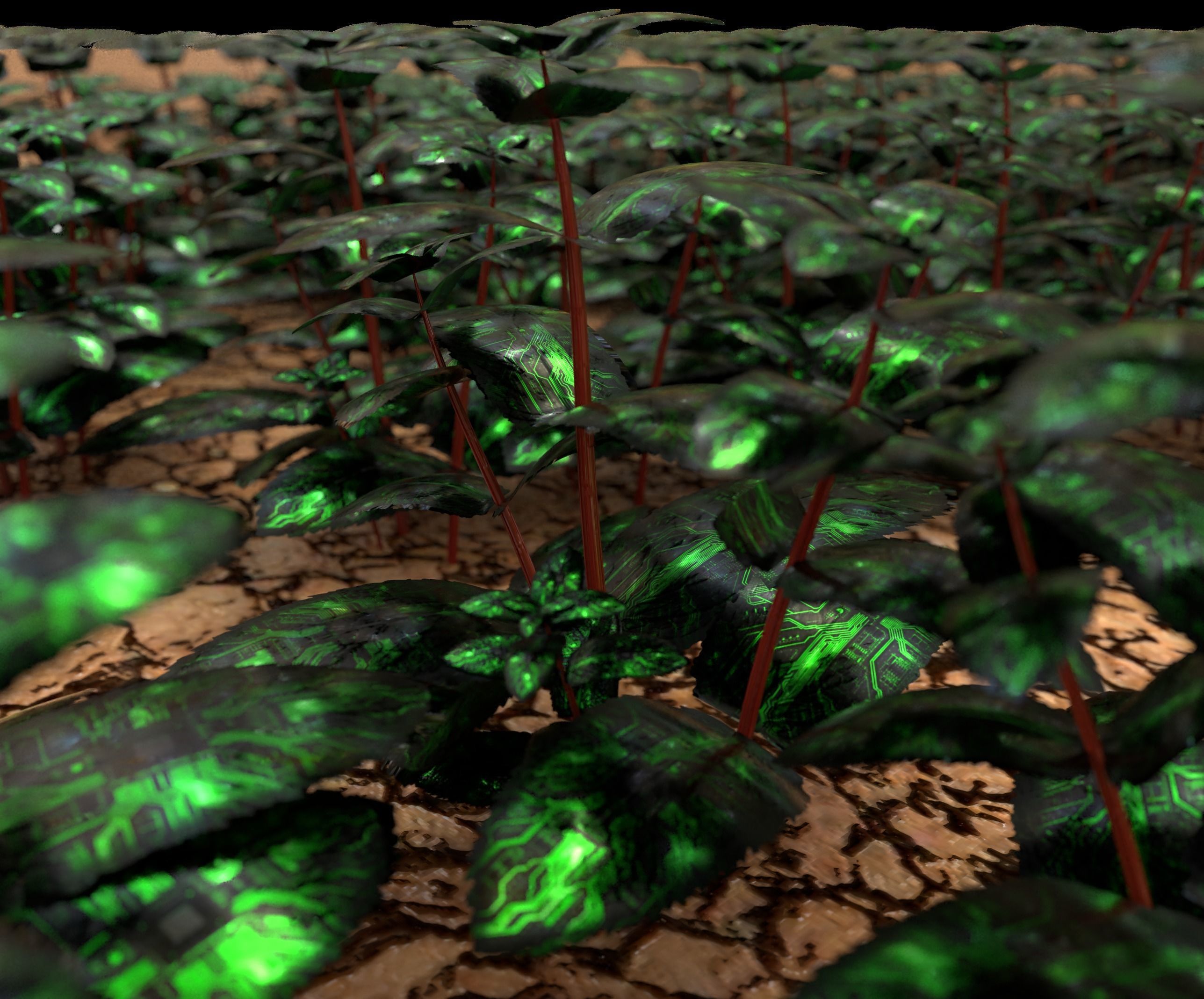 digital sci-fi plant Low-poly 3D model_4