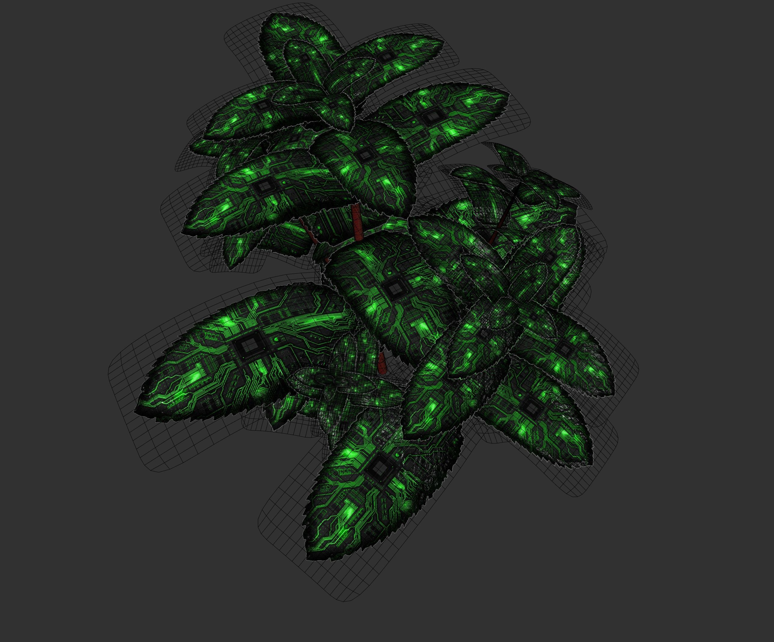 digital sci-fi plant Low-poly 3D model_9