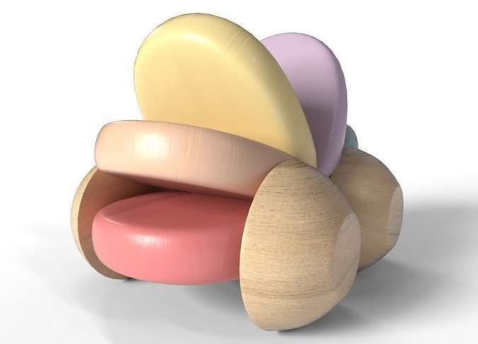 Wooden Car Toy for baby Low-poly 3D model 3