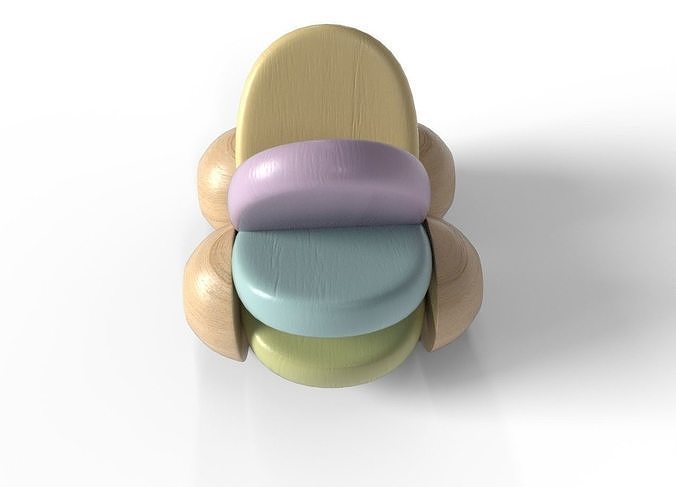 Wooden Car Toy for baby Low-poly 3D model 2