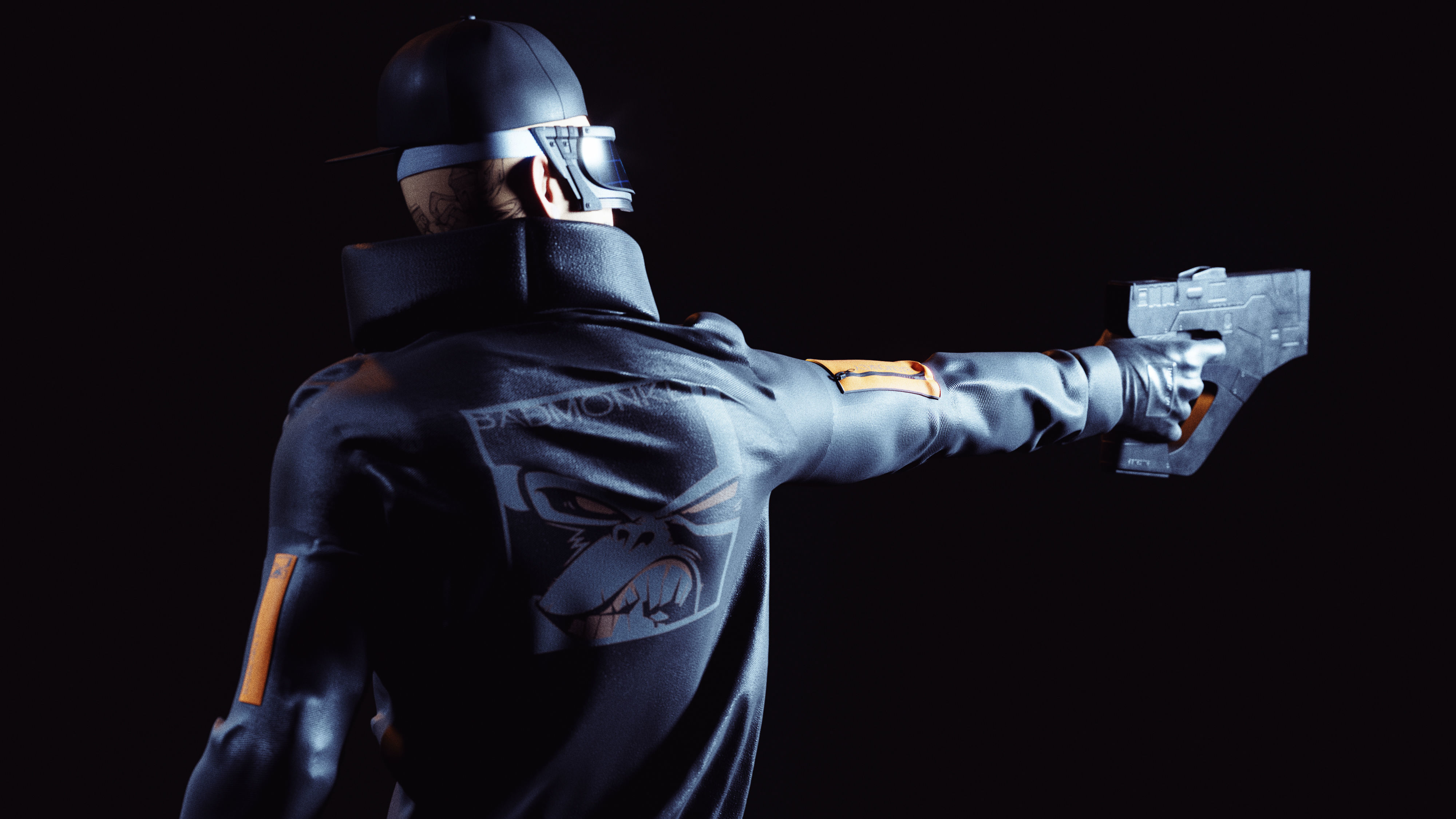 Futuristic cyberpunk assassin character 3D model_4