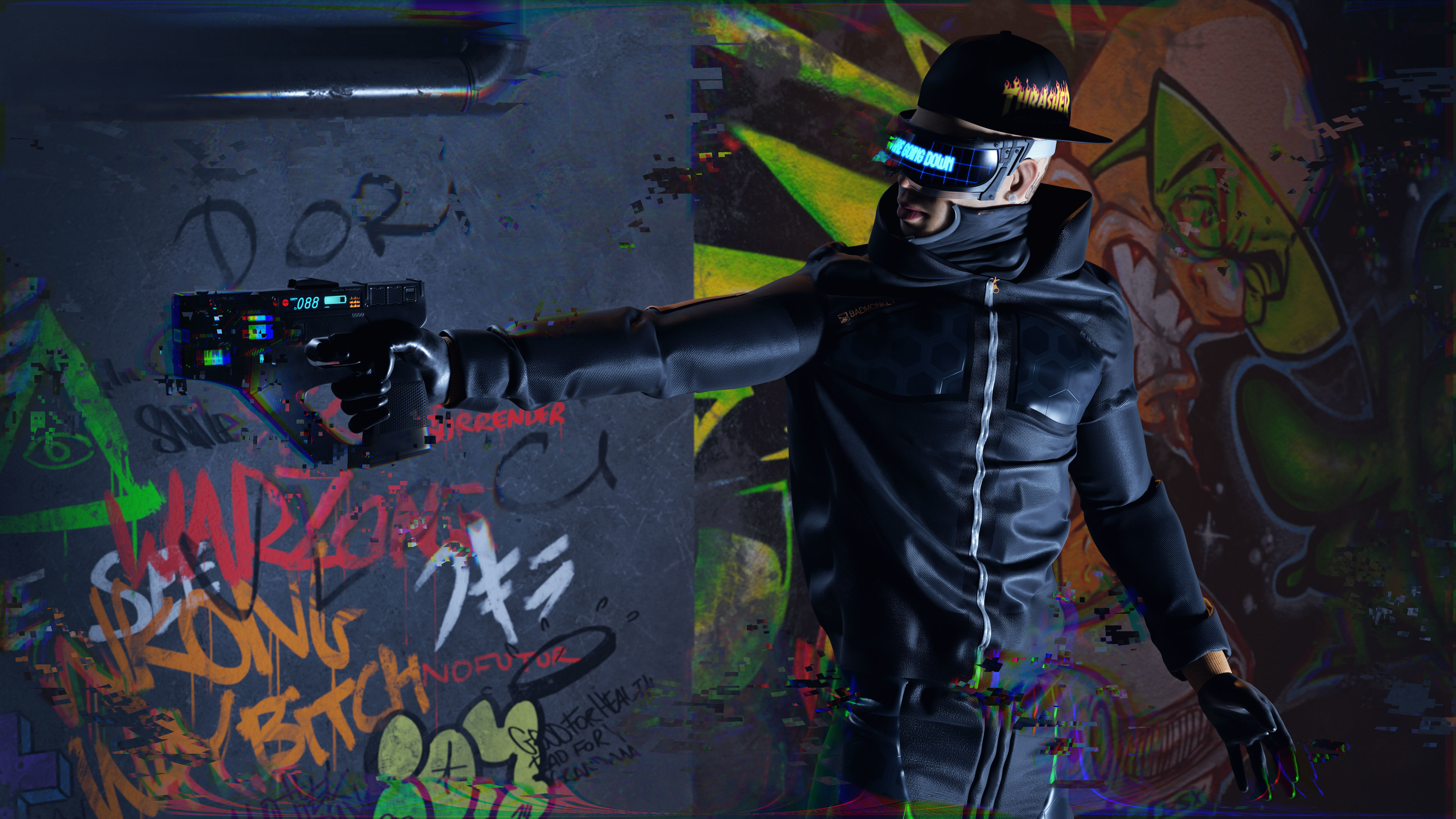 Futuristic cyberpunk assassin character 3D model_2