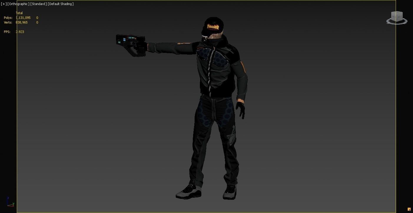 Futuristic cyberpunk assassin character 3D model_7