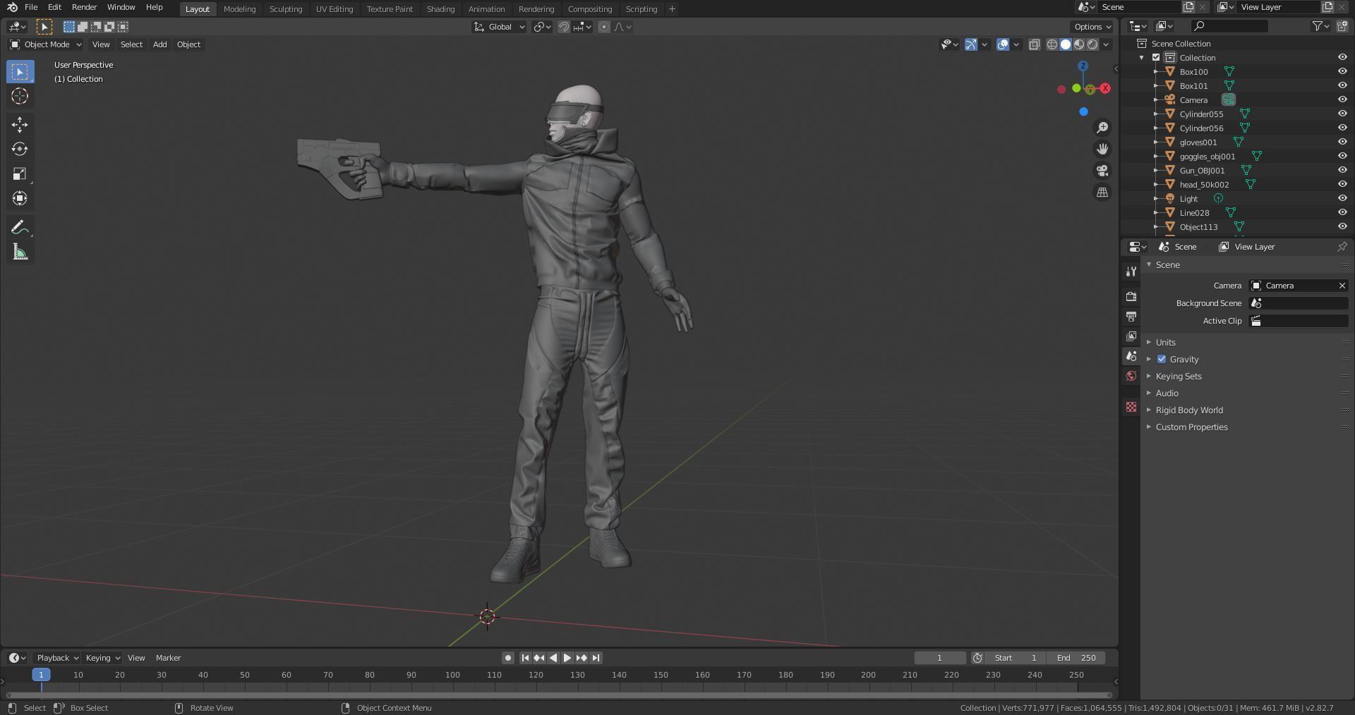 Futuristic cyberpunk assassin character 3D model_15