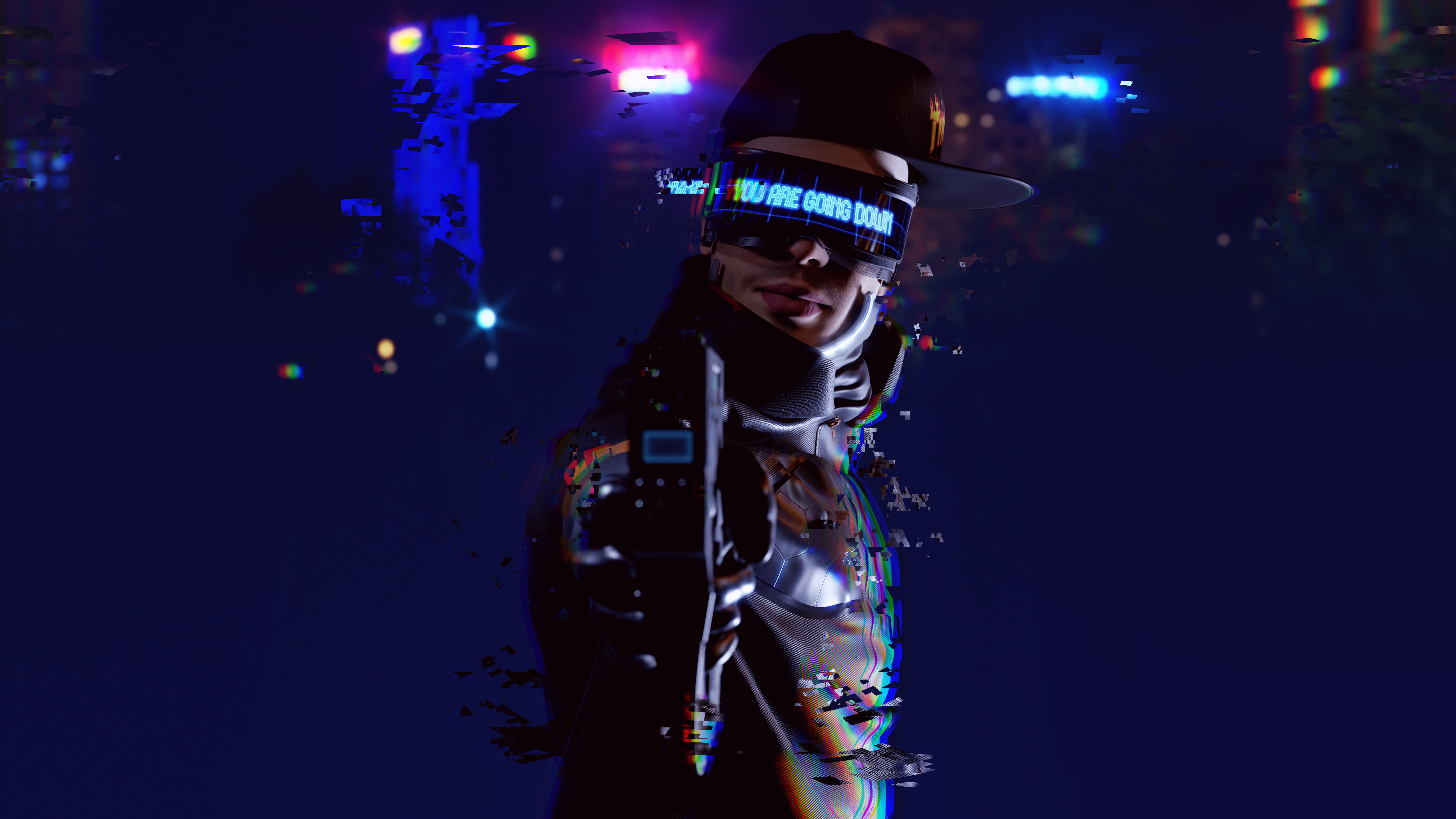 Futuristic cyberpunk assassin character 3D model_5