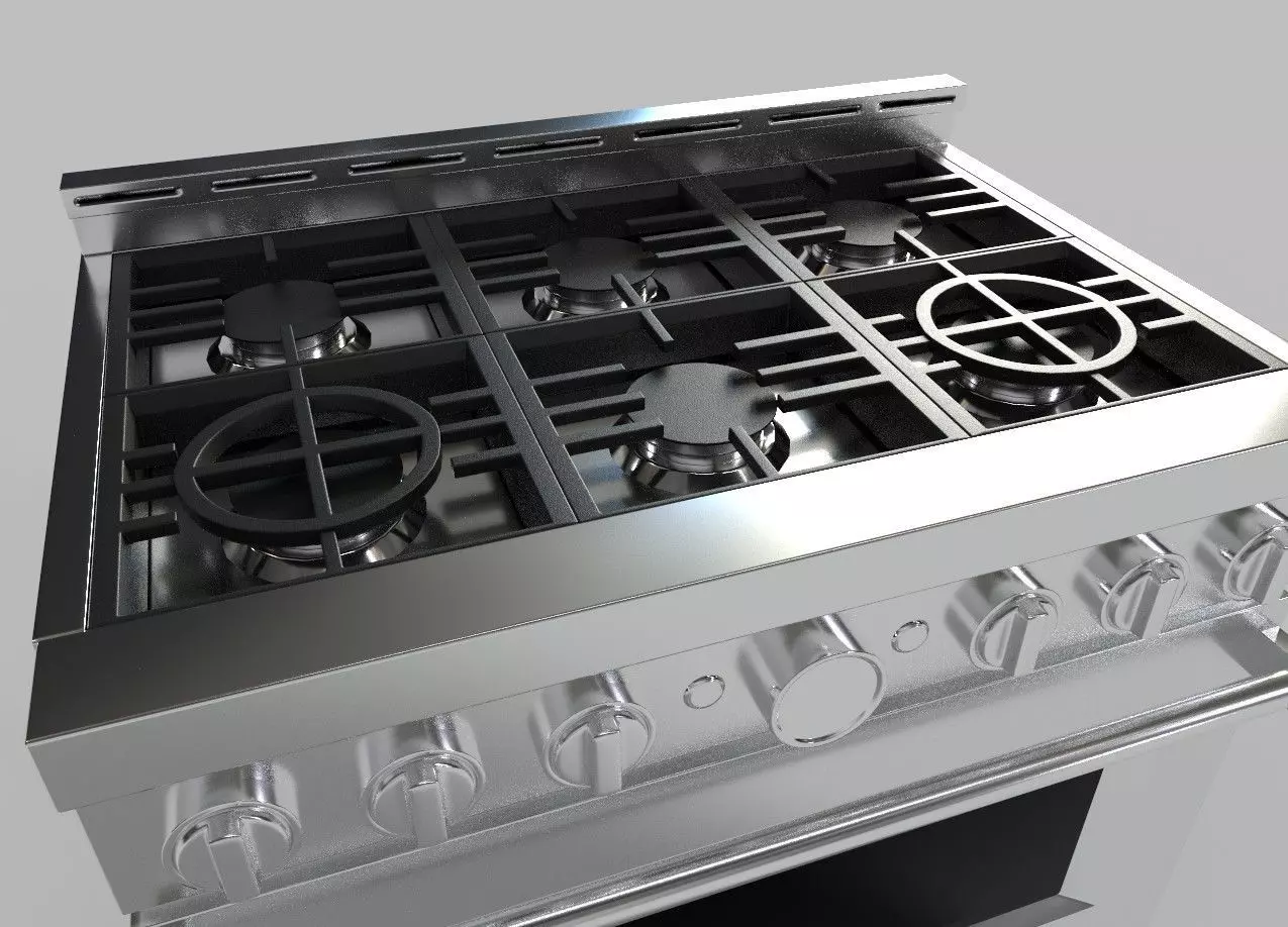 Kitchen Aid Gas Stove Cooktop Low-poly 3D model