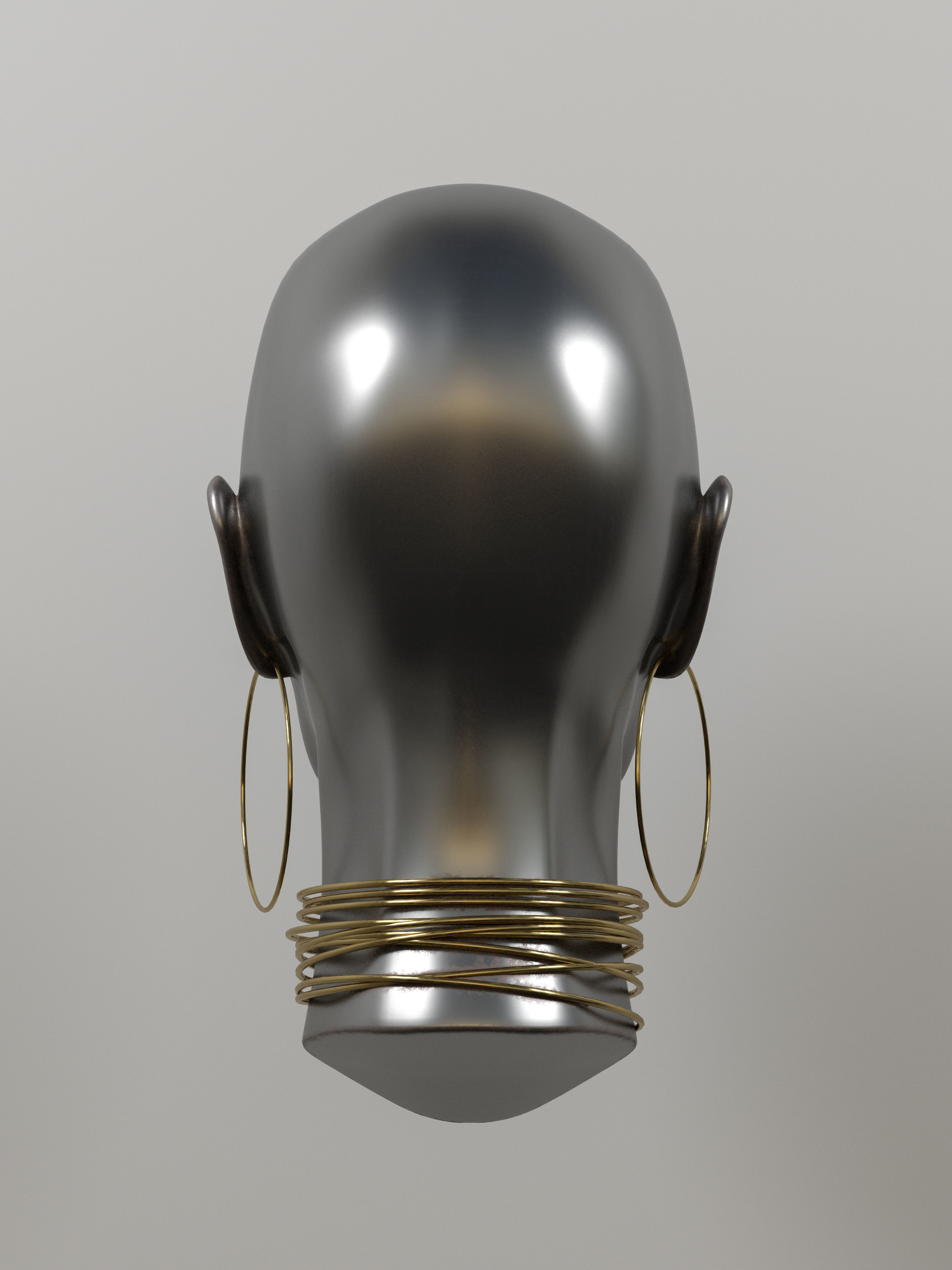 Women metal head model 3D model_4