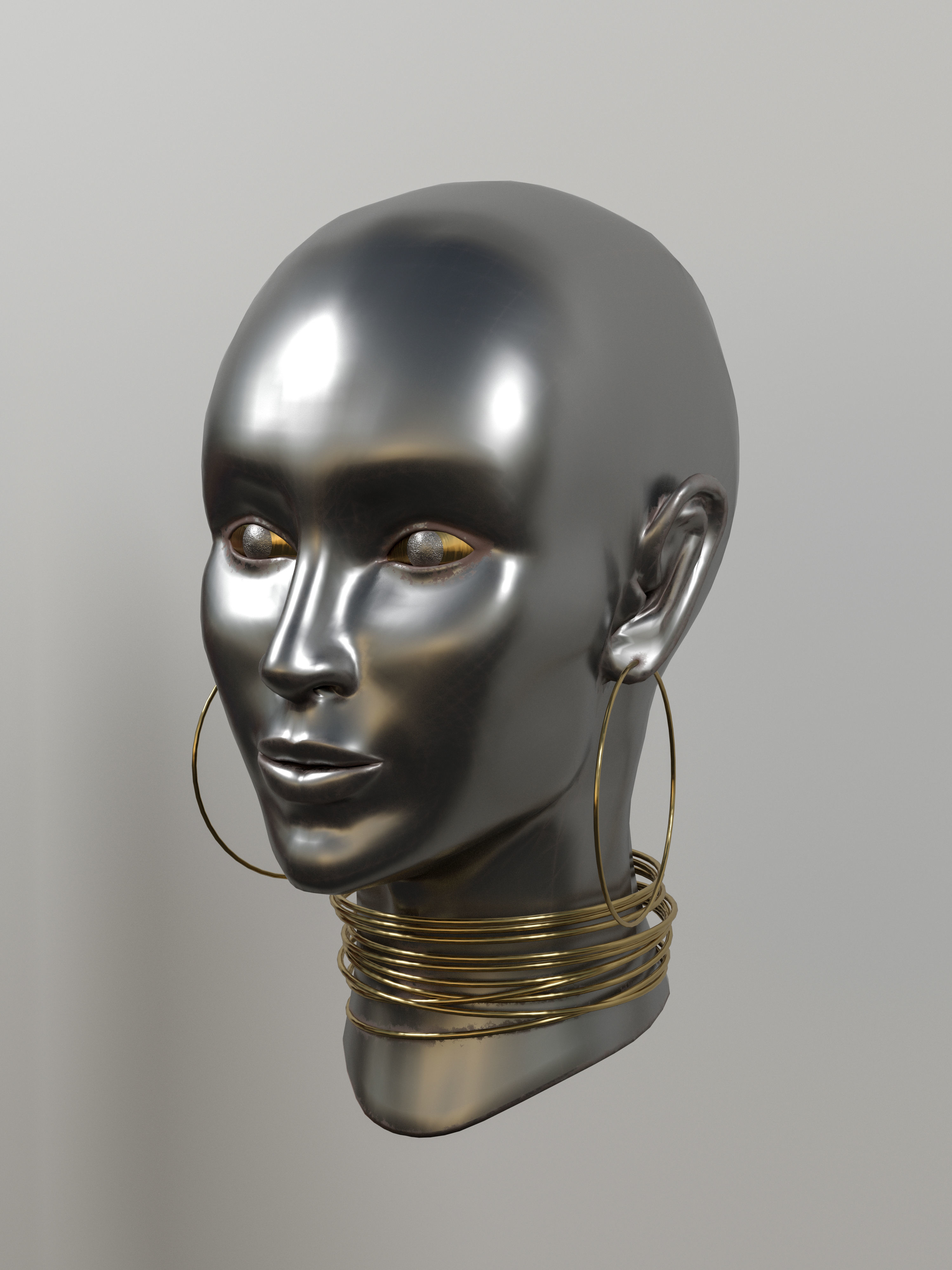 Women metal head model 3D model_1
