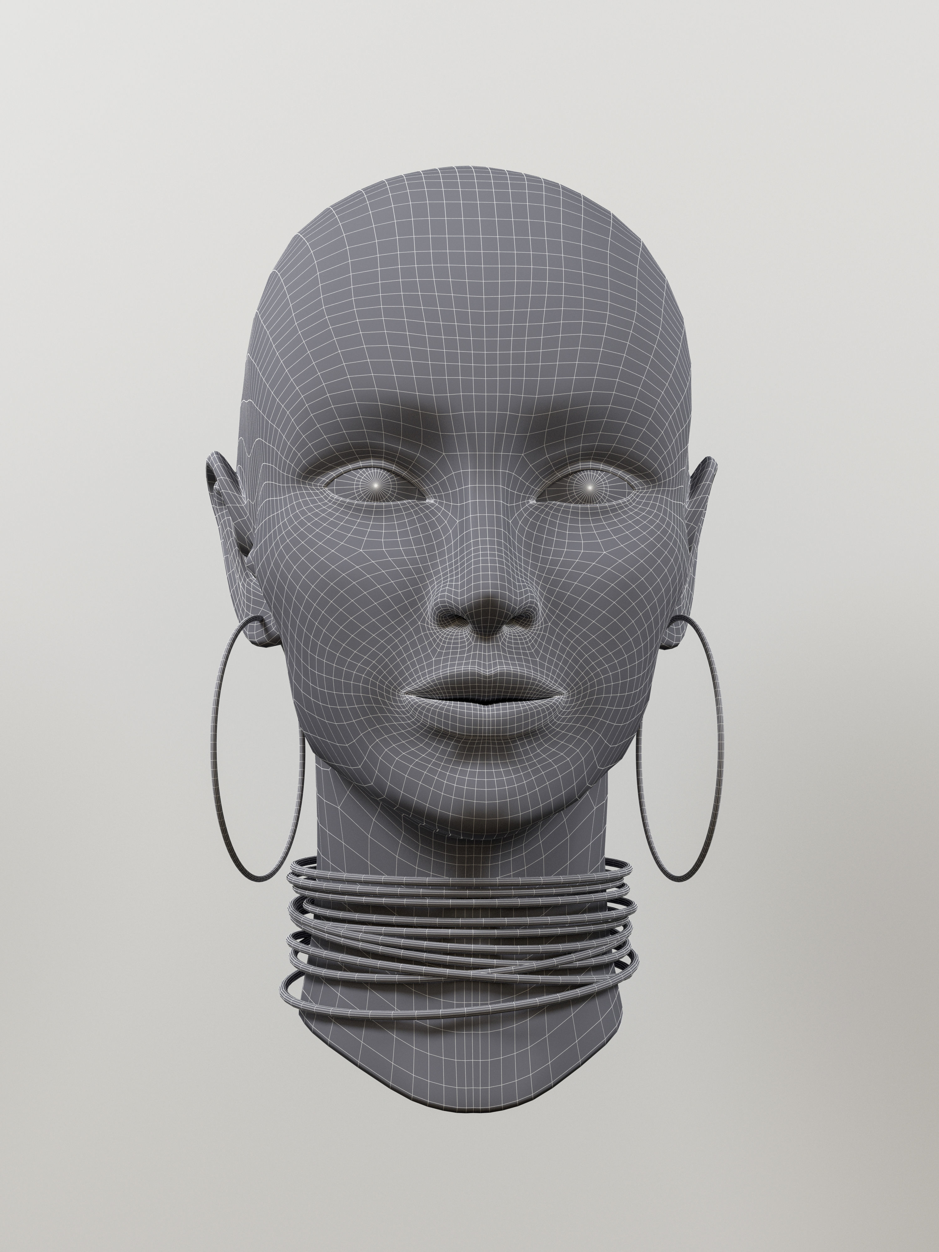 Women metal head model 3D model_6